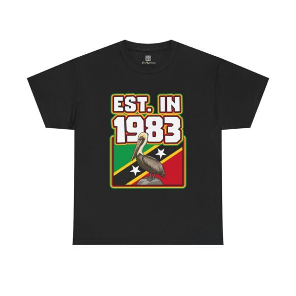 T-Shirt — "EST. in 1983" St. Kitts & Nevis Retro Pelican Flag Tee