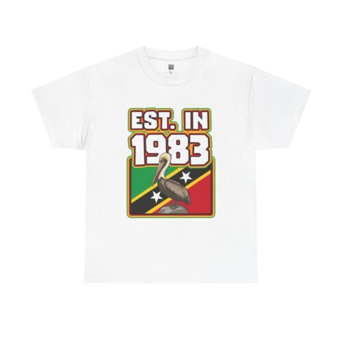 T-Shirt — "EST. in 1983" St. Kitts & Nevis Retro Pelican Flag Tee